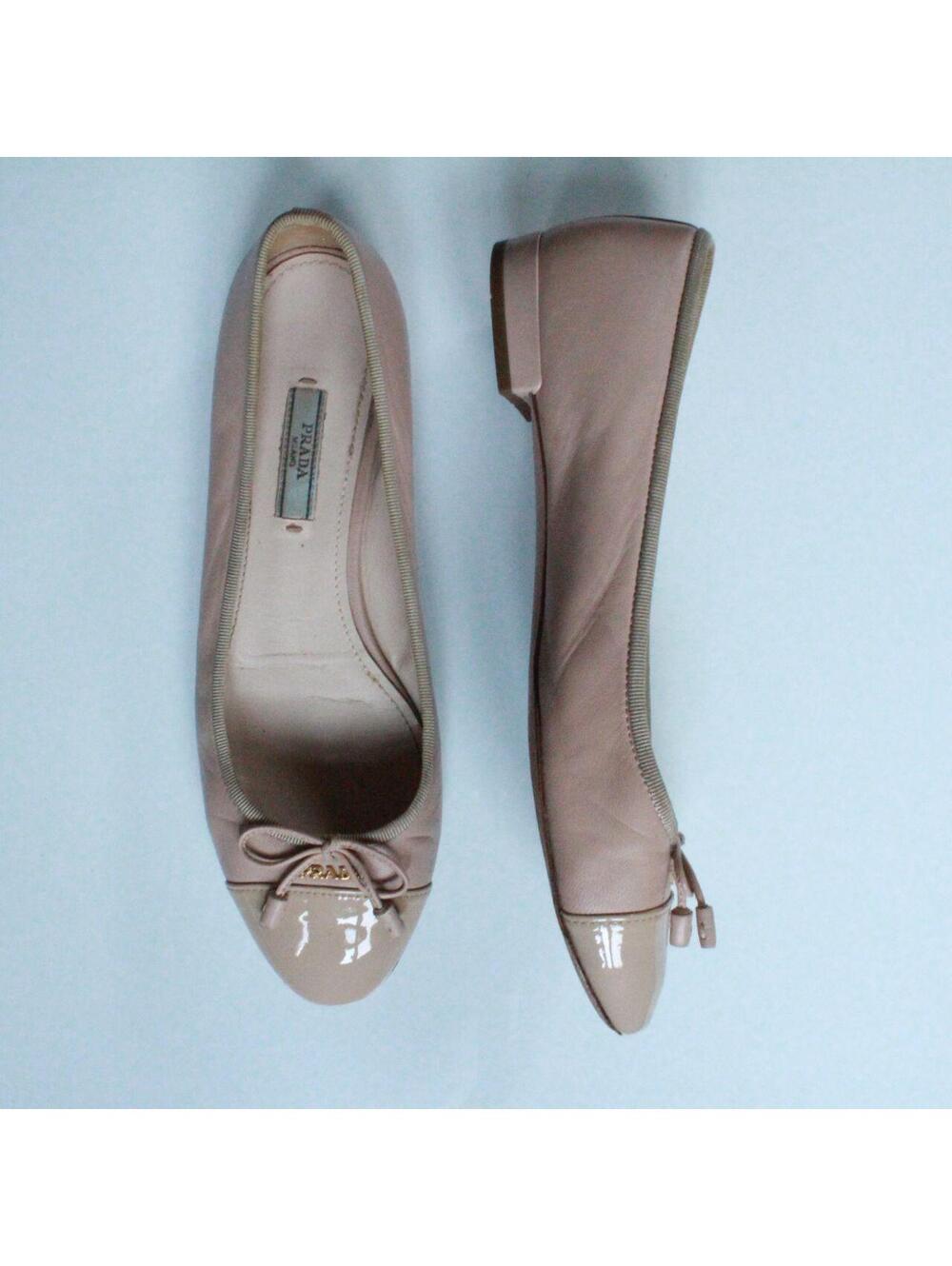 prada blush pink leather ballet flats